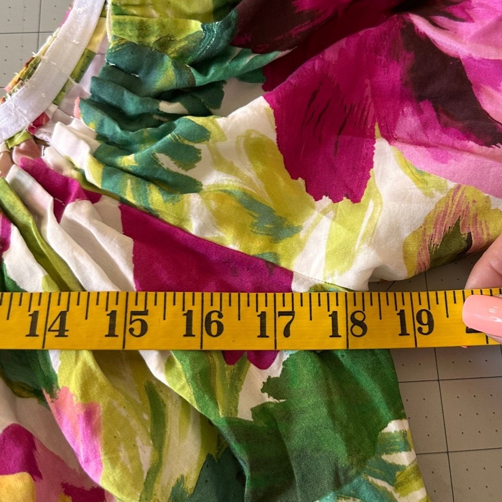 Farm Rio NWT SZ XS Off White Painted Flowers Maxi Dress Off Shoulder Puff Sleeve - Picture 13 of 16